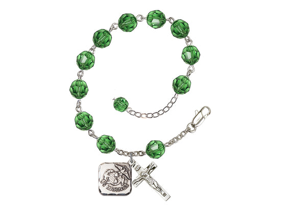 Bliss St Michael Marine Silver-plated 8mm Crystal Rosary Bracelet