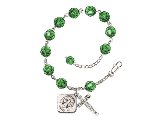 Erinite St Michael National Guard Silver-plated Crystal Rosary Bracelet