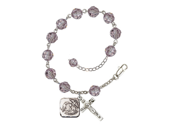 Bliss St Michael Marine Silver-plated 8mm Crystal Rosary Bracelet