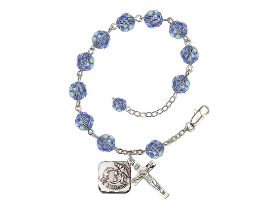 Bliss St Michael Marine Silver-plated 8mm Crystal Rosary Bracelet