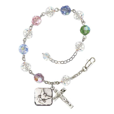Adjustable Silver Plated 8mm Austrian Crystal Rosary Bracelet in Multi-Color, Bliss Manufacturing