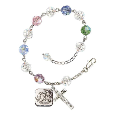 St. Michael Marine 8mm Round Austrian Crystal Rosary Bracelet in Multi-Color, Bliss Manufacturing