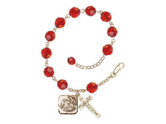 Bliss St Michael Marine Gold-plated 8mm Crystal Rosary Bracelet