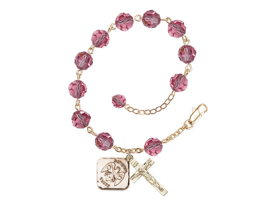 Rose St Michael National Guard Gold-plated Crystal Rosary Bracelet