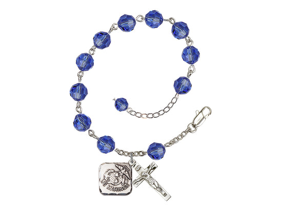 Bliss St Michael Marine Silver-plated 8mm Crystal Rosary Bracelet