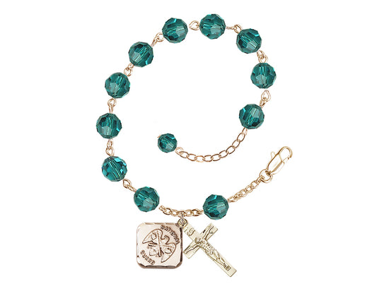 Zircon St Michael National Guard Gold-plated Crystal Rosary Bracelet