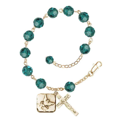 Adjustable Gold Plated 8mm Austrian Crystal Rosary Bracelet in Zircon, Bliss Manufacturing
