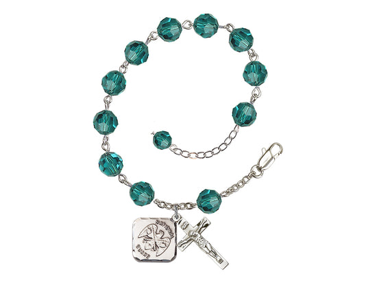 Zircon St Michael National Guard Silver-plated Crystal Rosary Bracelet