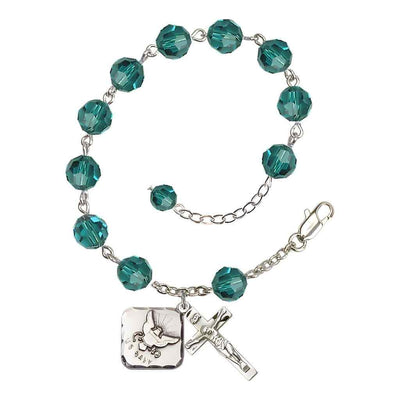 Zircon St Michael Navy Silver-plated Crystal Rosary Bracelet, Bliss Manufacturing
