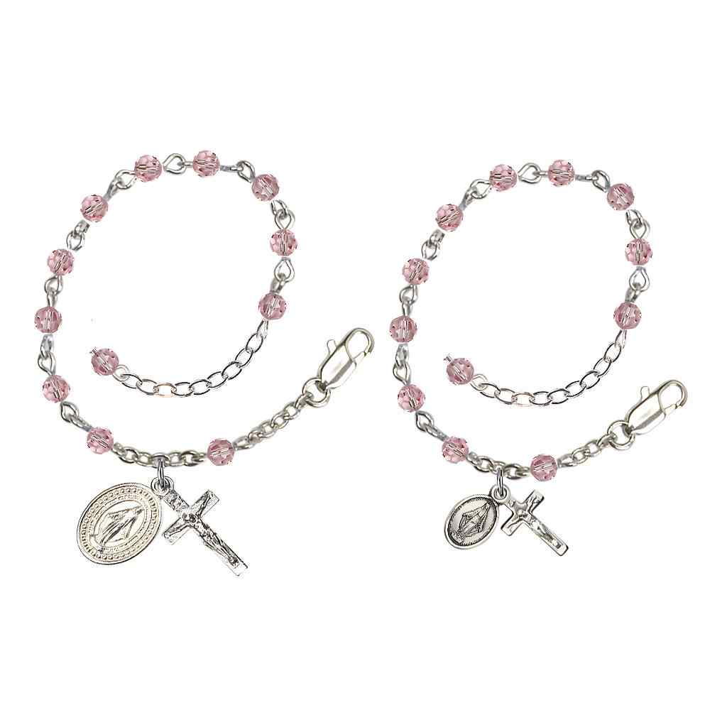 Mother & Baby Miraculous 4mm Austrian Crystal Silver-plated Rosary Bracelet. Comes in a Gift Box