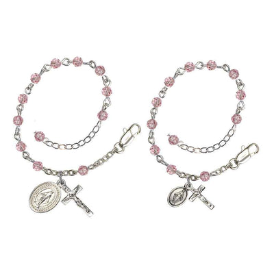 Mother & Baby Miraculous 4mm Austrian Crystal Silver-plated Rosary Bracelet. Comes in a Gift Box