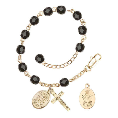 St. Michael Navy Gold 6mm Crystal Rosary Bracelet in Black, Bliss Manufacturing