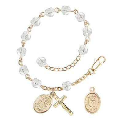 St. Michael Air Force Gold 6mm Crystal Rosary Bracelet, Bliss Manufacturing