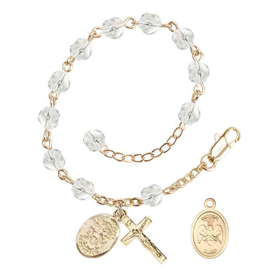 St. Michael National Guard 6mm Gold Crystal Rosary Bracelet, Bliss Manufacturing