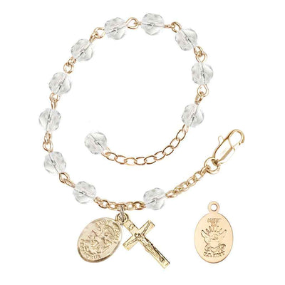 St. Michael Navy Gold 6mm Crystal Rosary Bracelet, Bliss Manufacturing