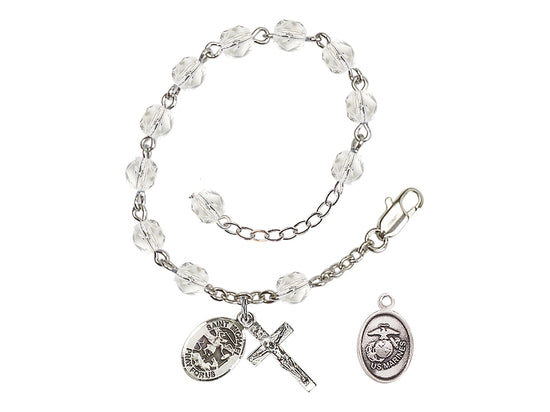 Bliss St Michael Marine Silver-plated 6mm Crystal Rosary Bracelet