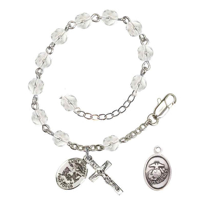 St. Michael Marine Silver 6mm Crystal Rosary Bracelet, Bliss Manufacturing