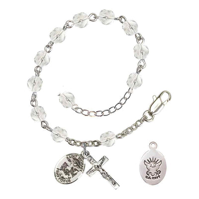 St. Michael Navy Silver 6mm Crystal Rosary Bracelet, Bliss Manufacturing