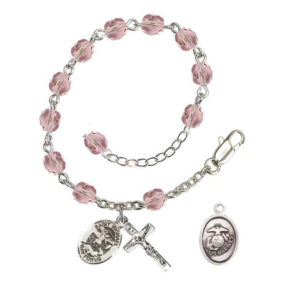 St. Michael Marine Silver 6mm Crystal Rosary Bracelet in Light Amethyst, Bliss Manufacturing