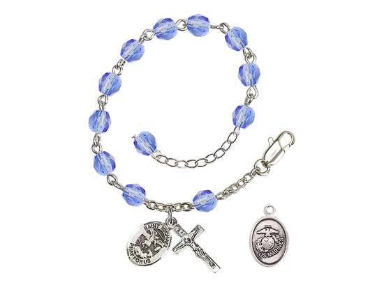 Bliss St Michael Marine Silver-plated 6mm Crystal Rosary Bracelet