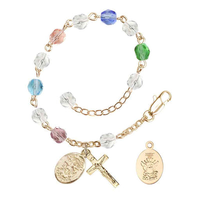 St. Michael Navy Gold 6mm Crystal Rosary Bracelet in Multi-Color, Bliss Manufacturing