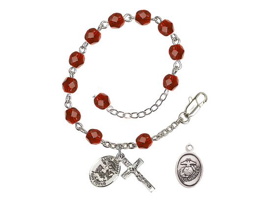 Bliss St Michael Marine Silver-plated 6mm Crystal Rosary Bracelet