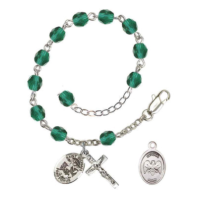 St. Michael National Guard Silver 6mm Crystal Rosary Bracelet in Zircon, Bliss Manufacturing