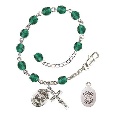 St. Michael Navy Silver 6mm Crystal Rosary Bracelet in Zircon, Bliss Manufacturing