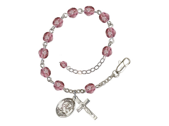 Amethyst Crystal St Andrew the Apostle Birthstone Rosary Bracelet