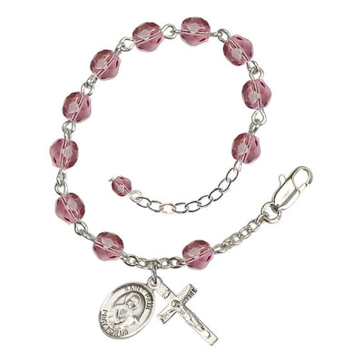 St. Paul the Apostle Birthstone Silver Rosary Bracelet view 2 in Amethyst, Bliss Manufacturing