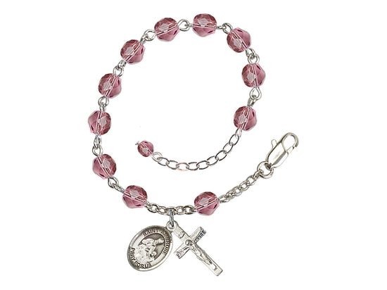 Amethyst Crystal St Ambrose Birthstone Rosary Bracelet