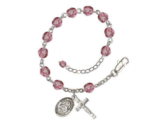 Amethyst Crystal St Alexandra Birthstone Rosary Bracelet