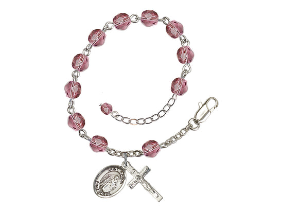 Amethyst Crystal St Aaron Birthstone Rosary Bracelet