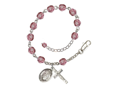 Amethyst Crystal St Aaron Birthstone Rosary Bracelet, Bliss Manufacturing
