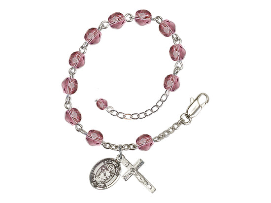 Amethyst Crystal St Aedan of Ferns Birthstone Rosary Bracelet