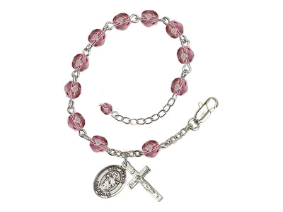 Amethyst Crystal St Aedan of Ferns Birthstone Rosary Bracelet, Bliss Manufacturing