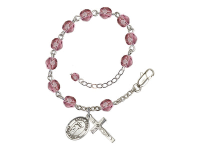 Amethyst Crystal St Aidan of Lindesfarne Birthstone Rosary Bracelet, Bliss Manufacturing