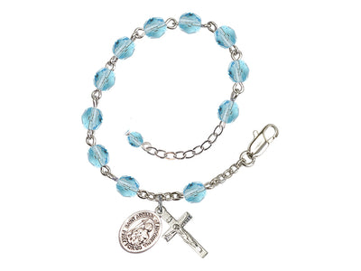 Aqua Crystal St Adrian of Nicomedia Birthstone Rosary Bracelet, Bliss Manufacturing