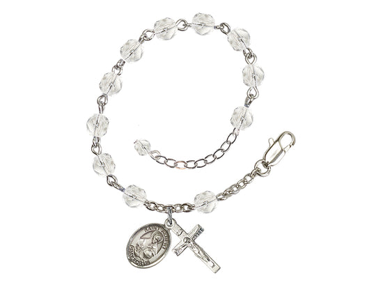 Bliss Silver-Plated Crystal St Albert the Great Birthstone Rosary Bracelet