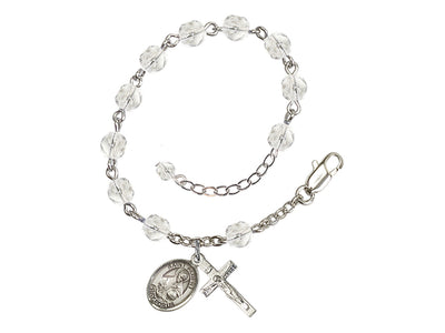 St. Albert the Great Birthstone Silver-plated Rosary Bracelet in Crystal, Bliss Manufacturing