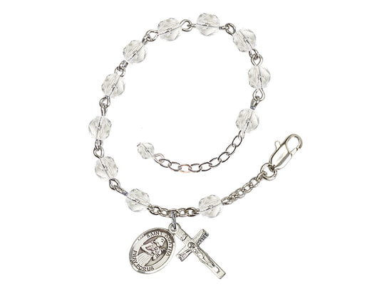 Hand Made Silver Plate Crystal Rosary Bracelet with 6mm Fire Polished Beads featuring a St. Agatha Charm,