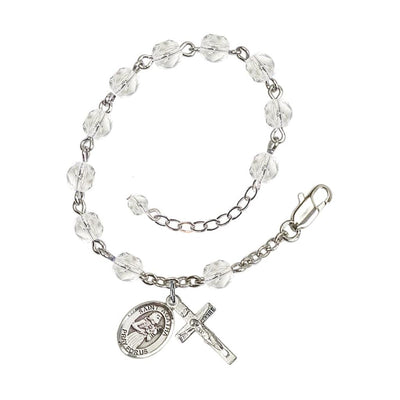Hand Made Silver Plate Crystal Rosary Bracelet with 6mm Fire Polished Beads featuring a St. Agatha Charm, Bliss Manufacturing