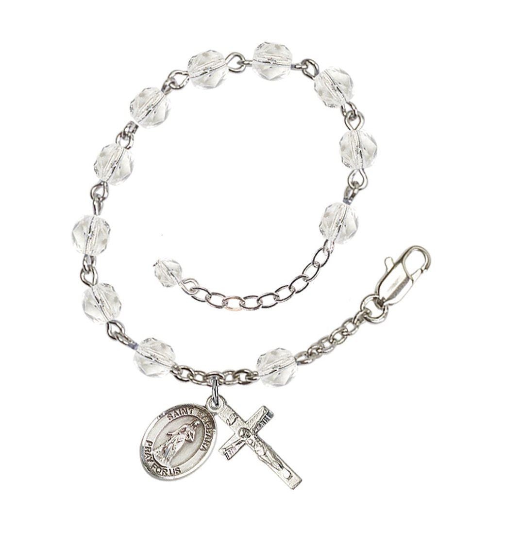 April Crystal St Barbara Birthstone Rosary Bracelet