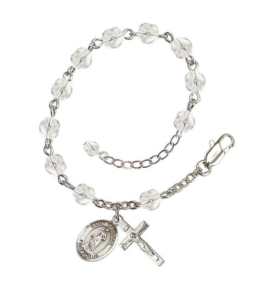 April Crystal St Barbara Birthstone Rosary Bracelet, Bliss Manufacturing
