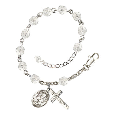 Silver-Plated Crystal St St Alexander Sauli Birthstone Rosary Bracelet, Bliss Manufacturing