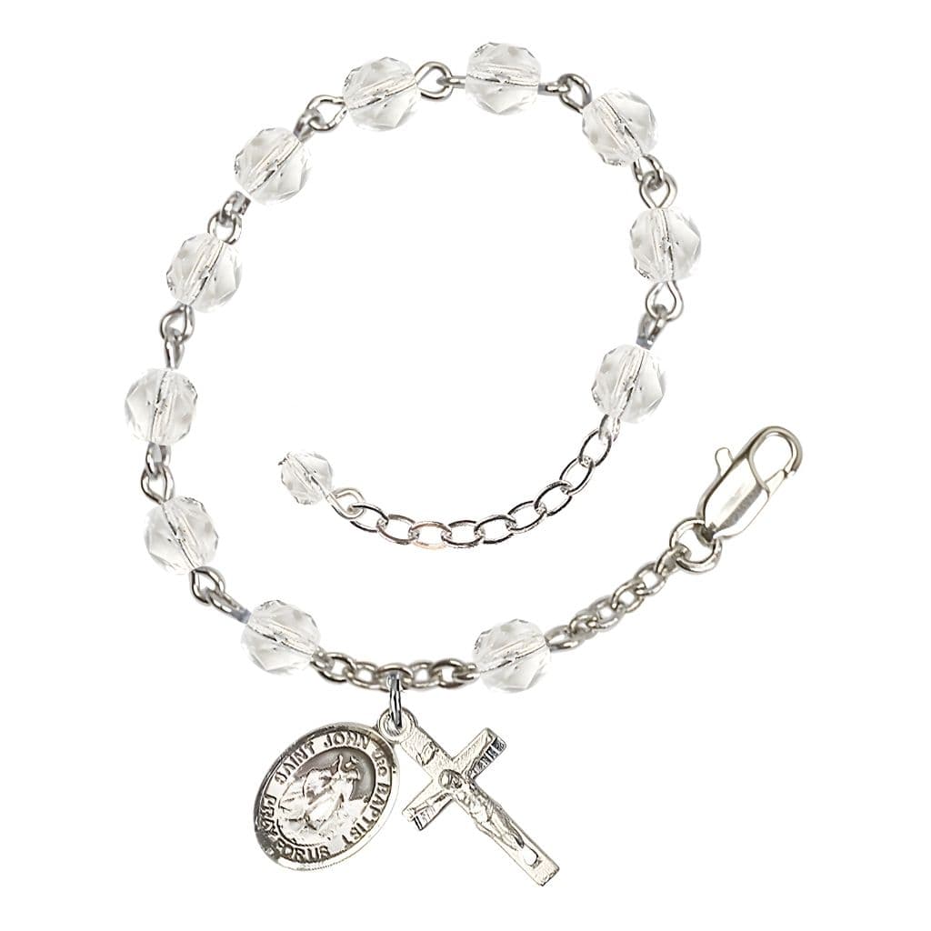 Bliss St. John the Baptist Birthstone Silver Rosary Bracelet view 4