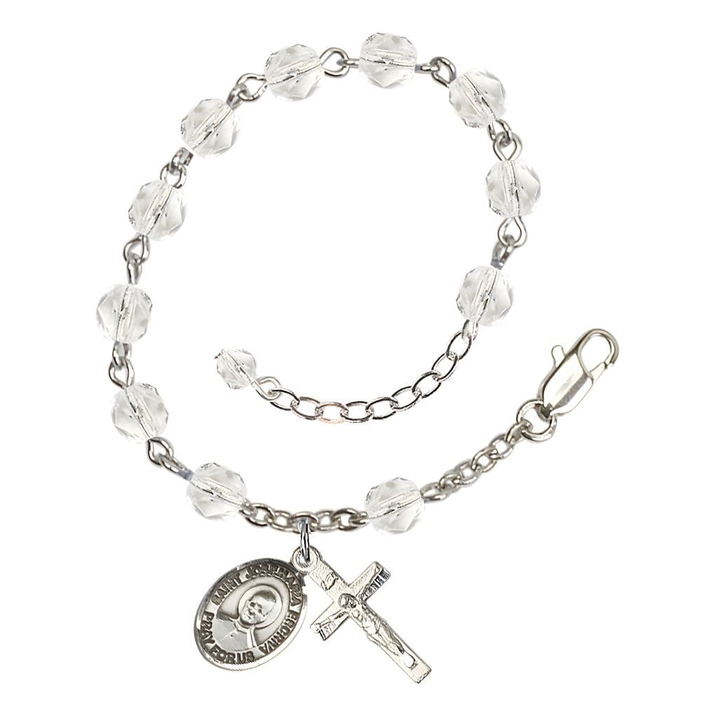 Bliss St. Josemaria Escriva Birthstone Silver Rosary Bracelet view 3
