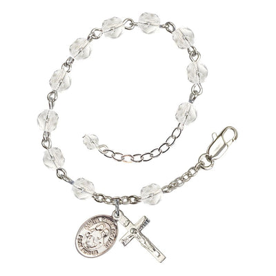 St. Peter and St. Paul Birthstone Silver Rosary Bracelet view 4 in Crystal, Bliss Manufacturing