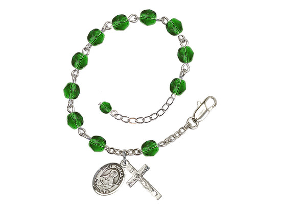 Emerald Crystal St Alexandra Birthstone Rosary Bracelet