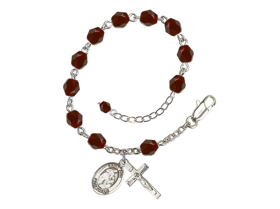 Bliss Silver-Plated Garnet Crystal St Ann Birthstone Rosary Bracelet